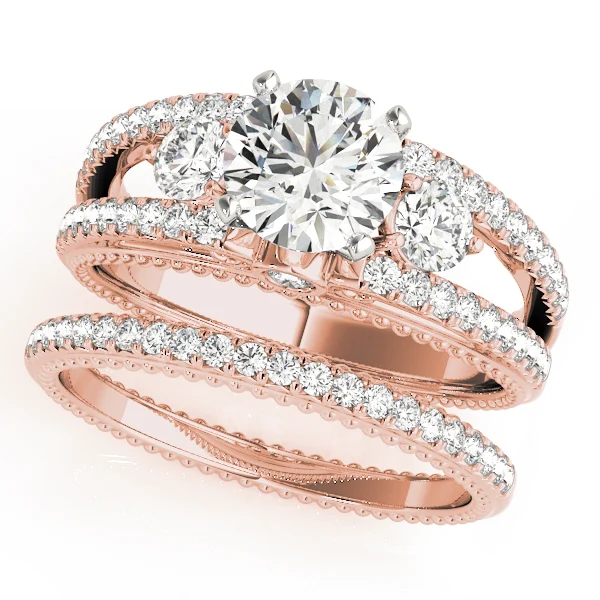3-Stone Split Shank Vintage Engagement Ring - Image 9