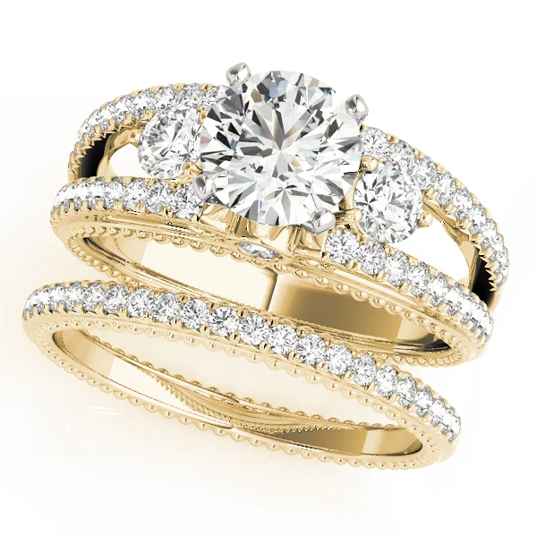 3-Stone Split Shank Vintage Engagement Ring - Image 6