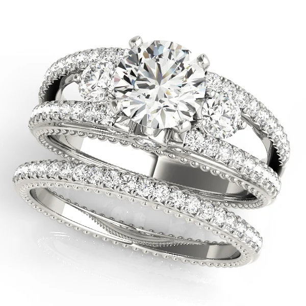 3-Stone Split Shank Vintage Engagement Ring - Image 3