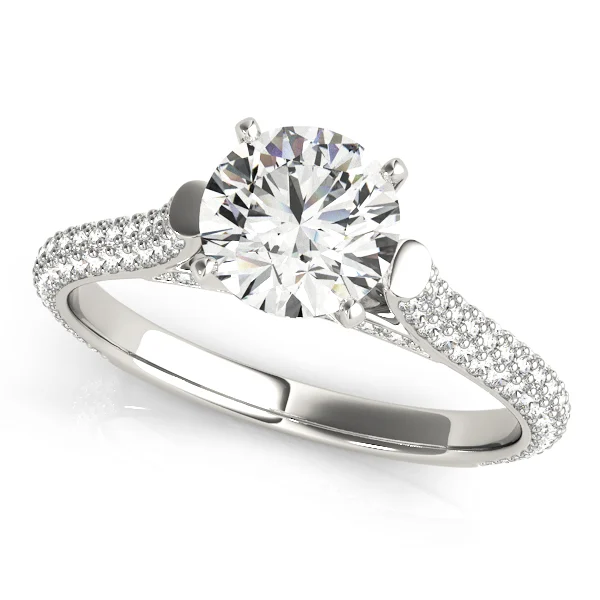 Multirow Pavé Hidden Halo Engagement Ring