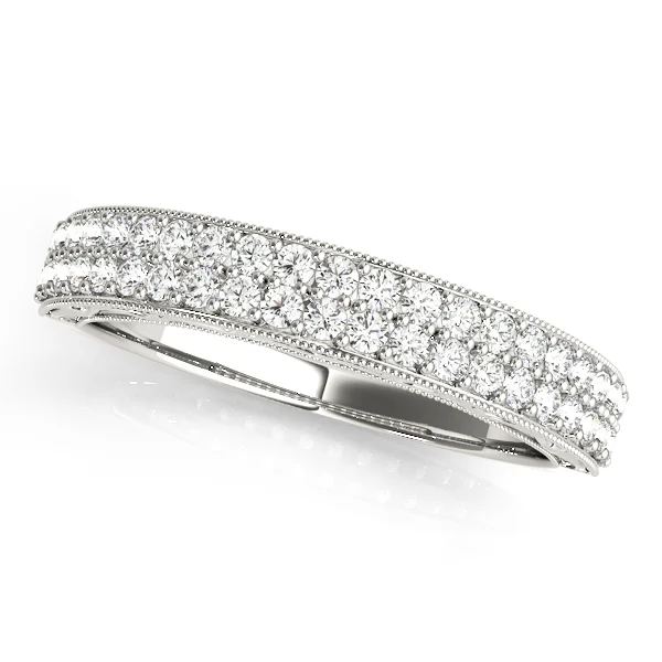 Multirow Pavé Milgrain Wedding Ring
