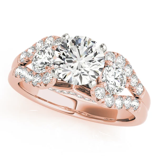 3-Stone Split Shank Hidden Halo Engagement Ring - Image 11
