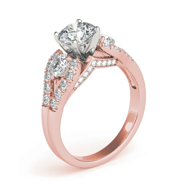 3-Stone Split Shank Hidden Halo Engagement Ring - Image 14