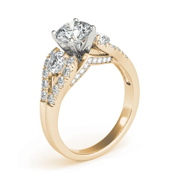 3-Stone Split Shank Hidden Halo Engagement Ring - Image 9