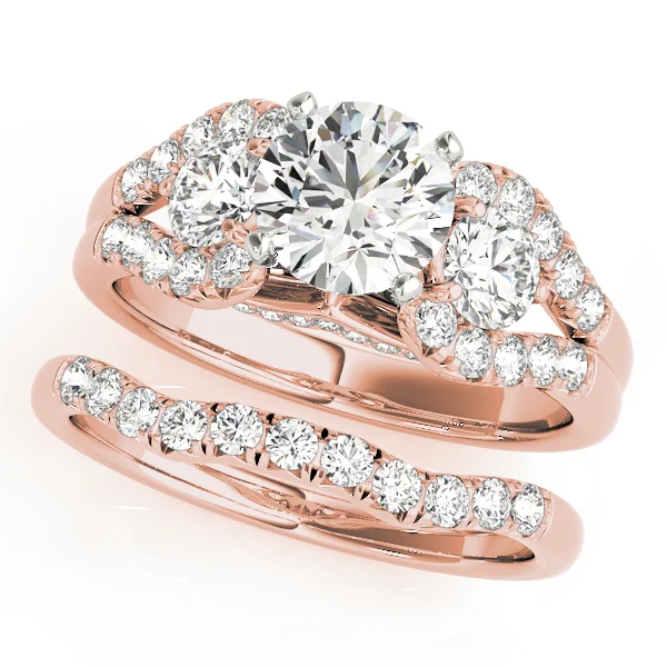 3-Stone Split Shank Hidden Halo Engagement Ring - Image 13