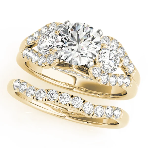 3-Stone Split Shank Hidden Halo Engagement Ring - Image 8
