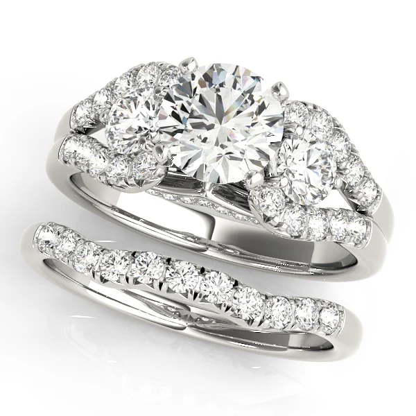 3-Stone Split Shank Hidden Halo Engagement Ring - Image 3