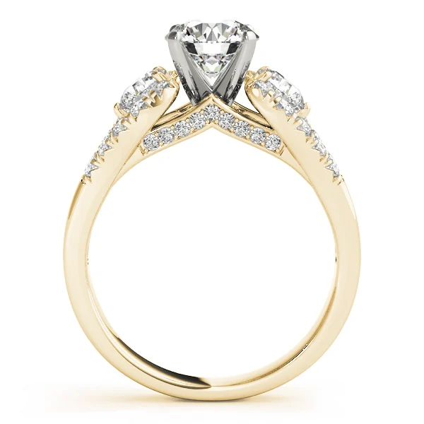 3-Stone Split Shank Hidden Halo Engagement Ring - Image 7
