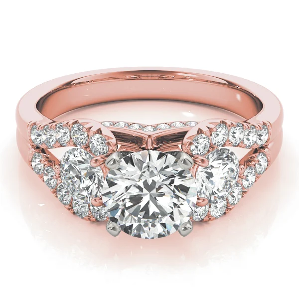 3-Stone Split Shank Hidden Halo Engagement Ring - Image 15
