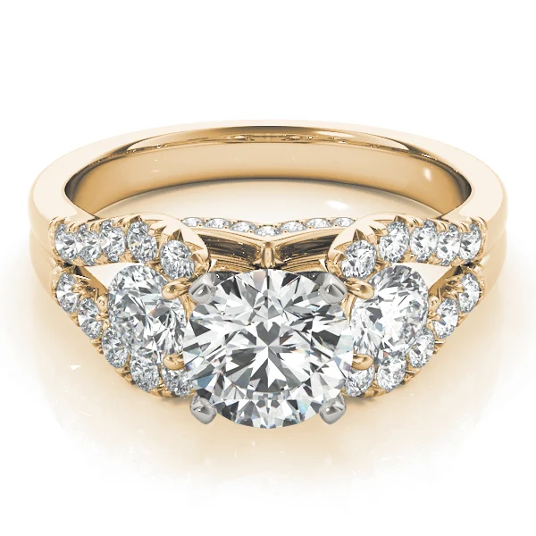3-Stone Split Shank Hidden Halo Engagement Ring - Image 10