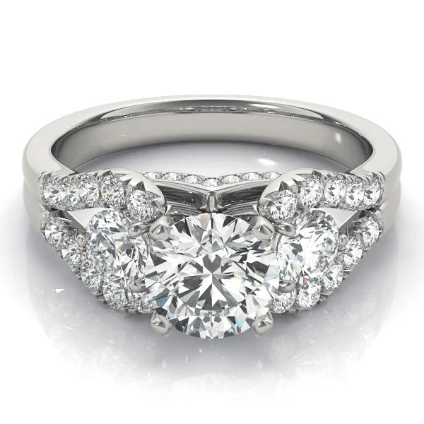 3-Stone Split Shank Hidden Halo Engagement Ring - Image 5