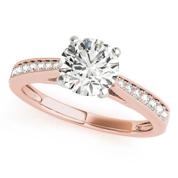 Single Row Graduating Milgrain Engagement Ring - Image 7