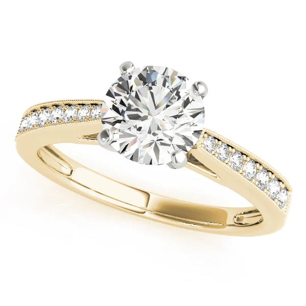 Single Row Graduating Milgrain Engagement Ring - Image 4