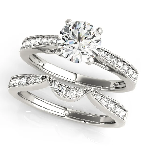 Single Row Graduating Milgrain Engagement Ring - Image 3