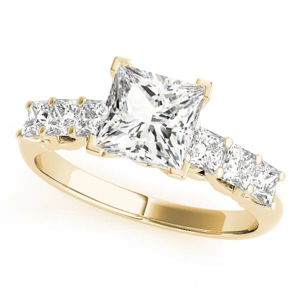 Single Row Princess Cut Trellis Engagement Ring - Image 4