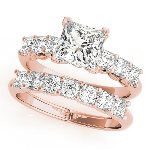 Single Row Princess Cut Trellis Engagement Ring - Image 9