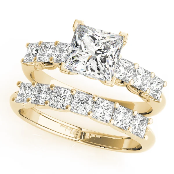 Single Row Princess Cut Trellis Engagement Ring - Image 6