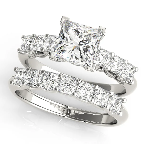 Single Row Princess Cut Trellis Engagement Ring - Image 3