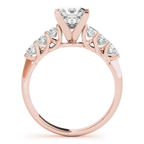 Single Row Princess Cut Trellis Engagement Ring - Image 8