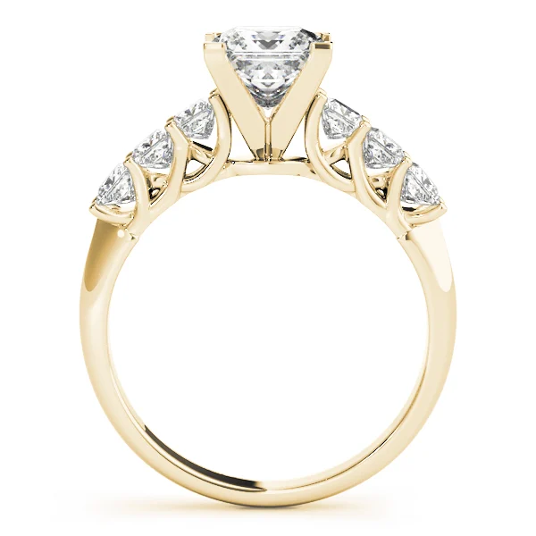 Single Row Princess Cut Trellis Engagement Ring - Image 5