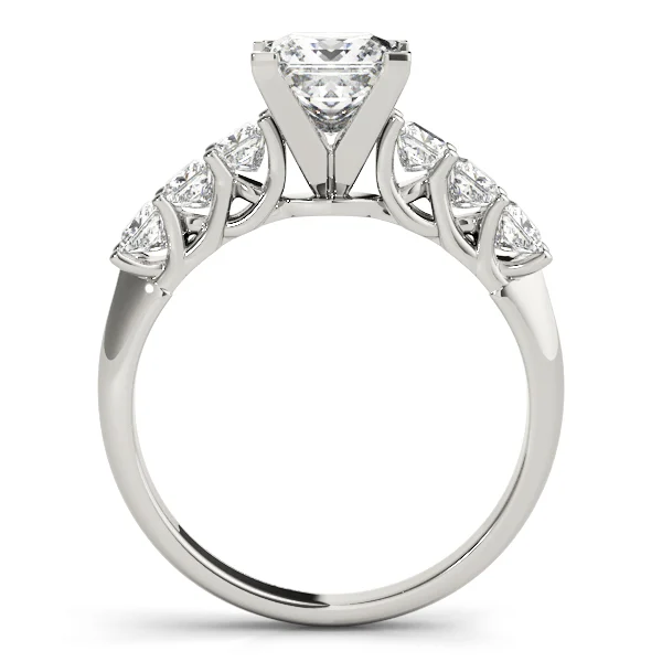 Single Row Princess Cut Trellis Engagement Ring - Image 2