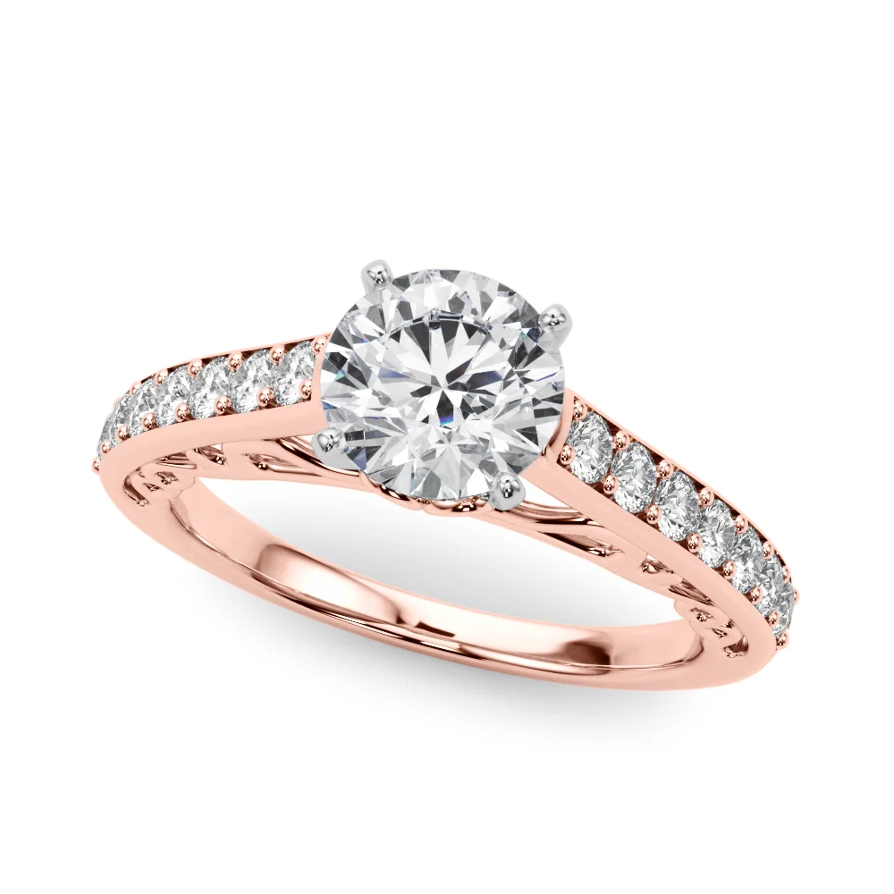 Single Row Prong In Channel Side Scroll Engagement Ring - Image 9