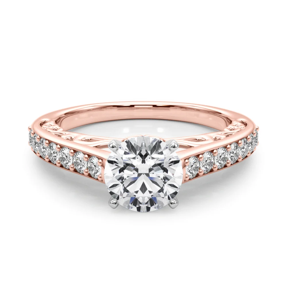 Single Row Prong In Channel Side Scroll Engagement Ring - Image 11