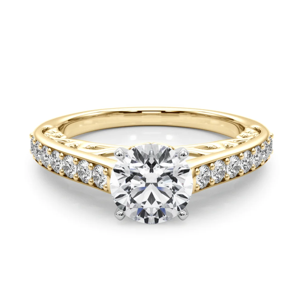 Single Row Prong In Channel Side Scroll Engagement Ring - Image 7