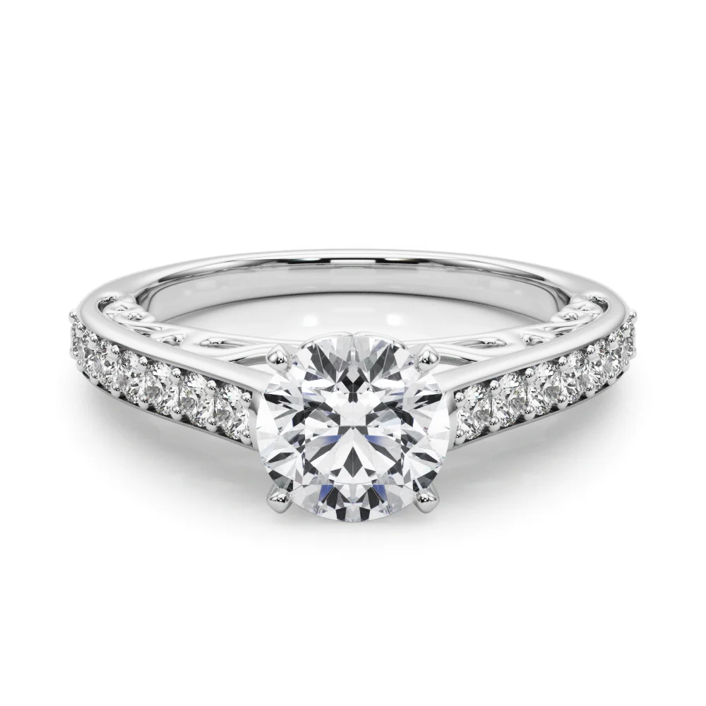 Single Row Prong In Channel Side Scroll Engagement Ring - Image 3