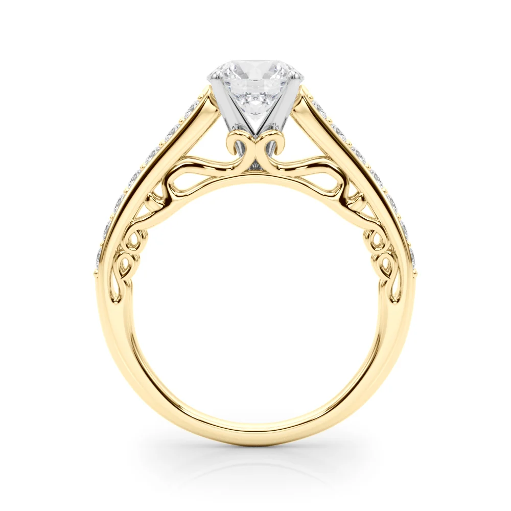 Single Row Prong In Channel Side Scroll Engagement Ring - Image 6