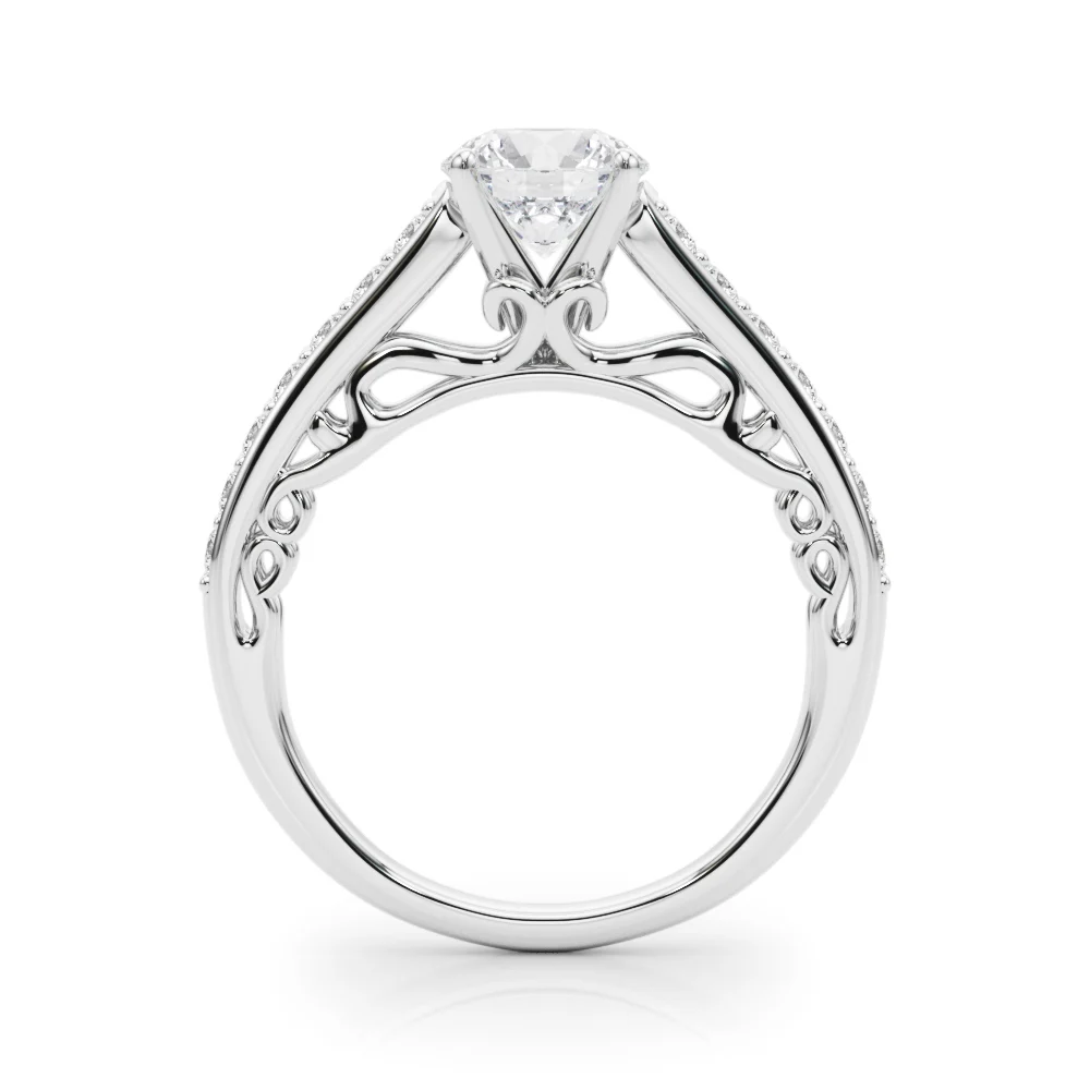 Single Row Prong In Channel Side Scroll Engagement Ring - Image 2