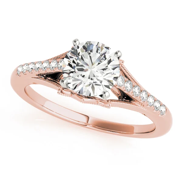 Classic Solitaire Accented Milgrain Engagement Ring - Image 7