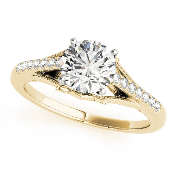 Classic Solitaire Accented Milgrain Engagement Ring - Image 4