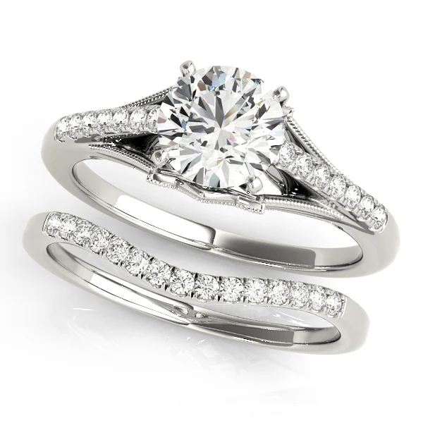 Classic Solitaire Accented Milgrain Engagement Ring - Image 3
