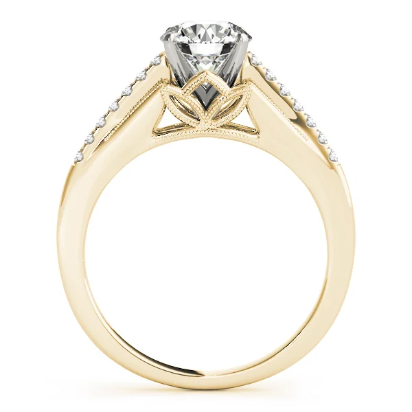 Classic Solitaire Accented Milgrain Engagement Ring - Image 5