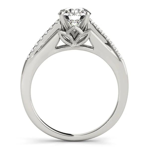 Classic Solitaire Accented Milgrain Engagement Ring - Image 2