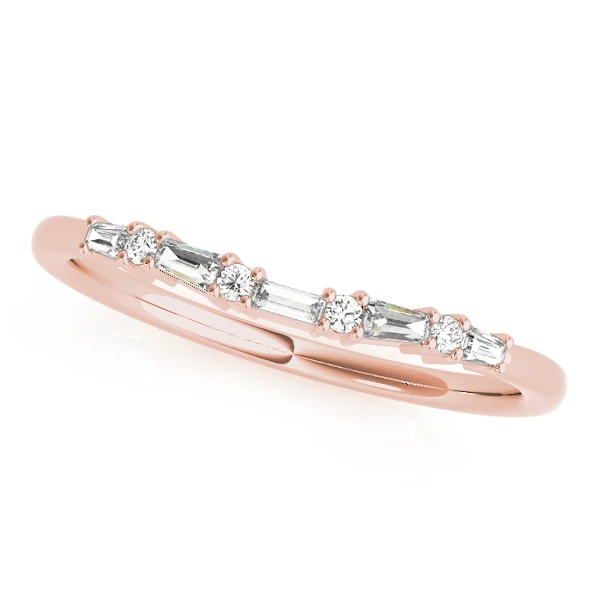 Alternating Round & Fancy Shape Baguette Wedding Rings - Image 5