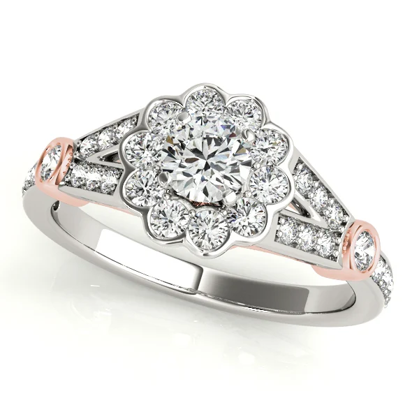 Flower Halo Split Shank Engagement Ring - Image 7
