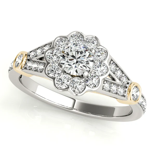 Flower Halo Split Shank Engagement Ring - Image 4