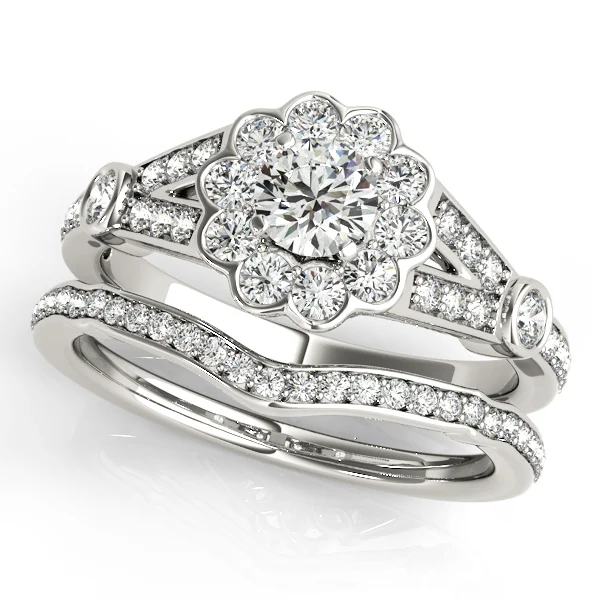 Flower Halo Split Shank Engagement Ring - Image 3