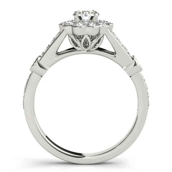 Flower Halo Split Shank Engagement Ring - Image 2