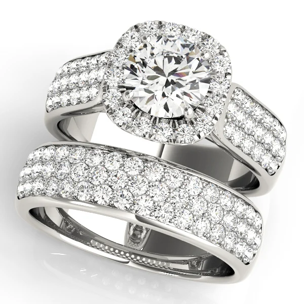 Multirow Pavé Halo Engagement Ring - Image 3