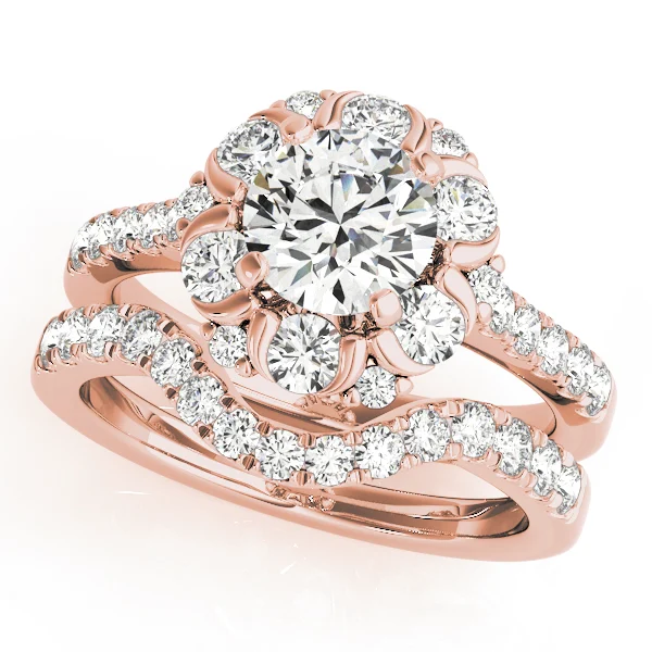 Flower Shape Halo Engagement Ring - Image 11