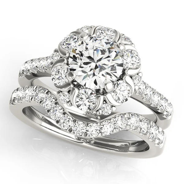 Flower Shape Halo Engagement Ring - Image 3