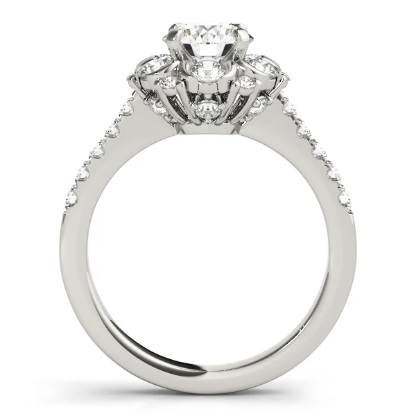 Flower Shape Halo Engagement Ring - Image 2