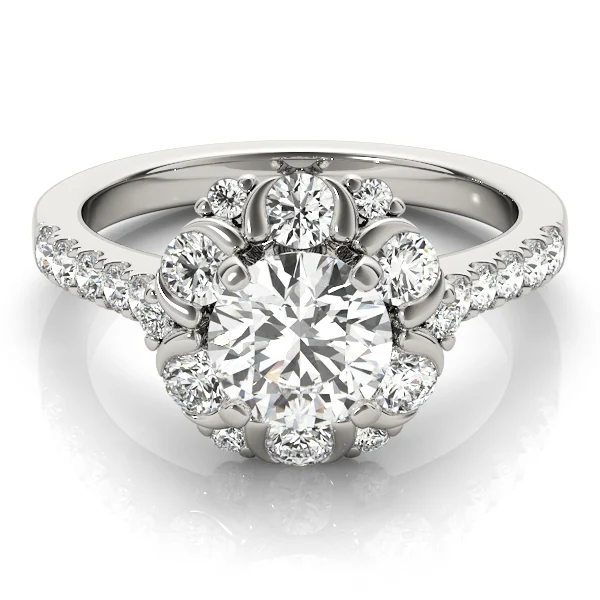 Flower Shape Halo Engagement Ring - Image 4