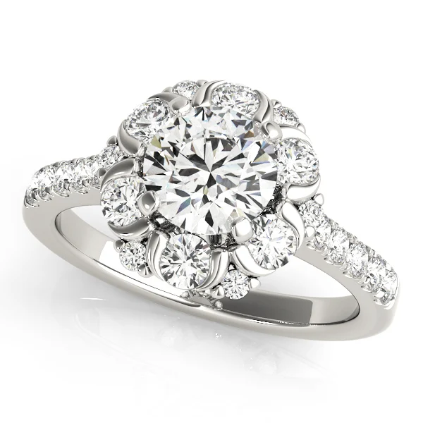 Flower Shape Halo Engagement Ring