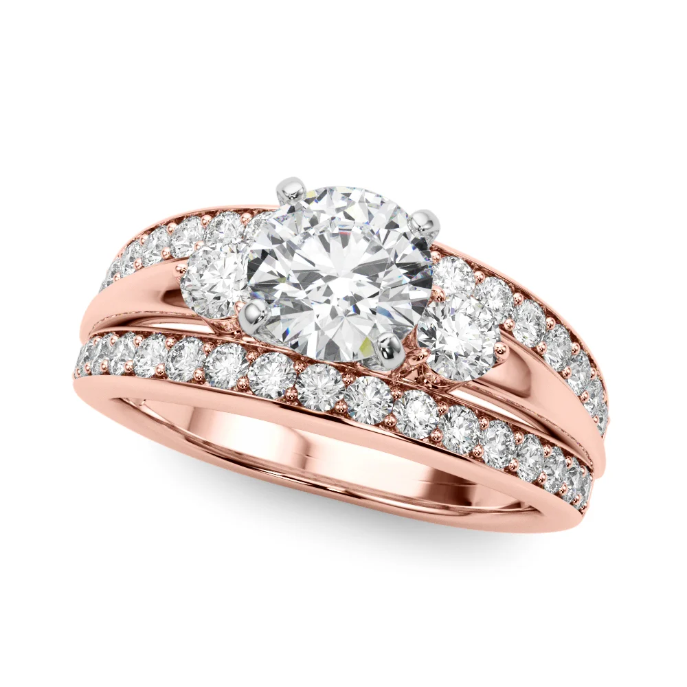 3-Stone Multirow Split Shank Engagement Ring - Image 11