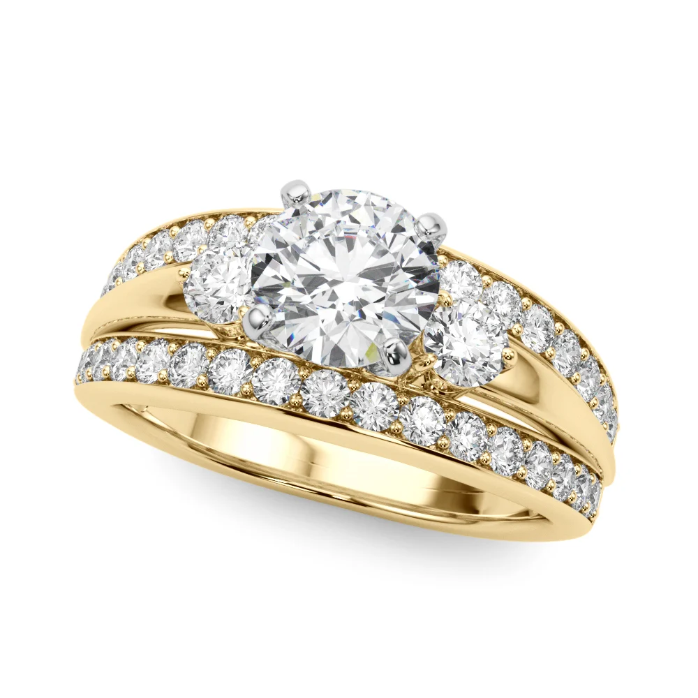 3-Stone Multirow Split Shank Engagement Ring - Image 6