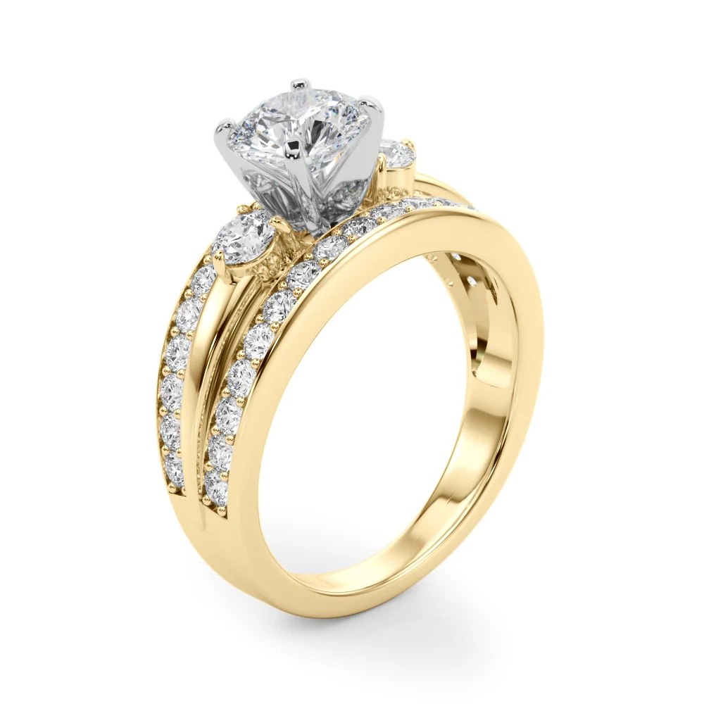 3-Stone Multirow Split Shank Engagement Ring - Image 9